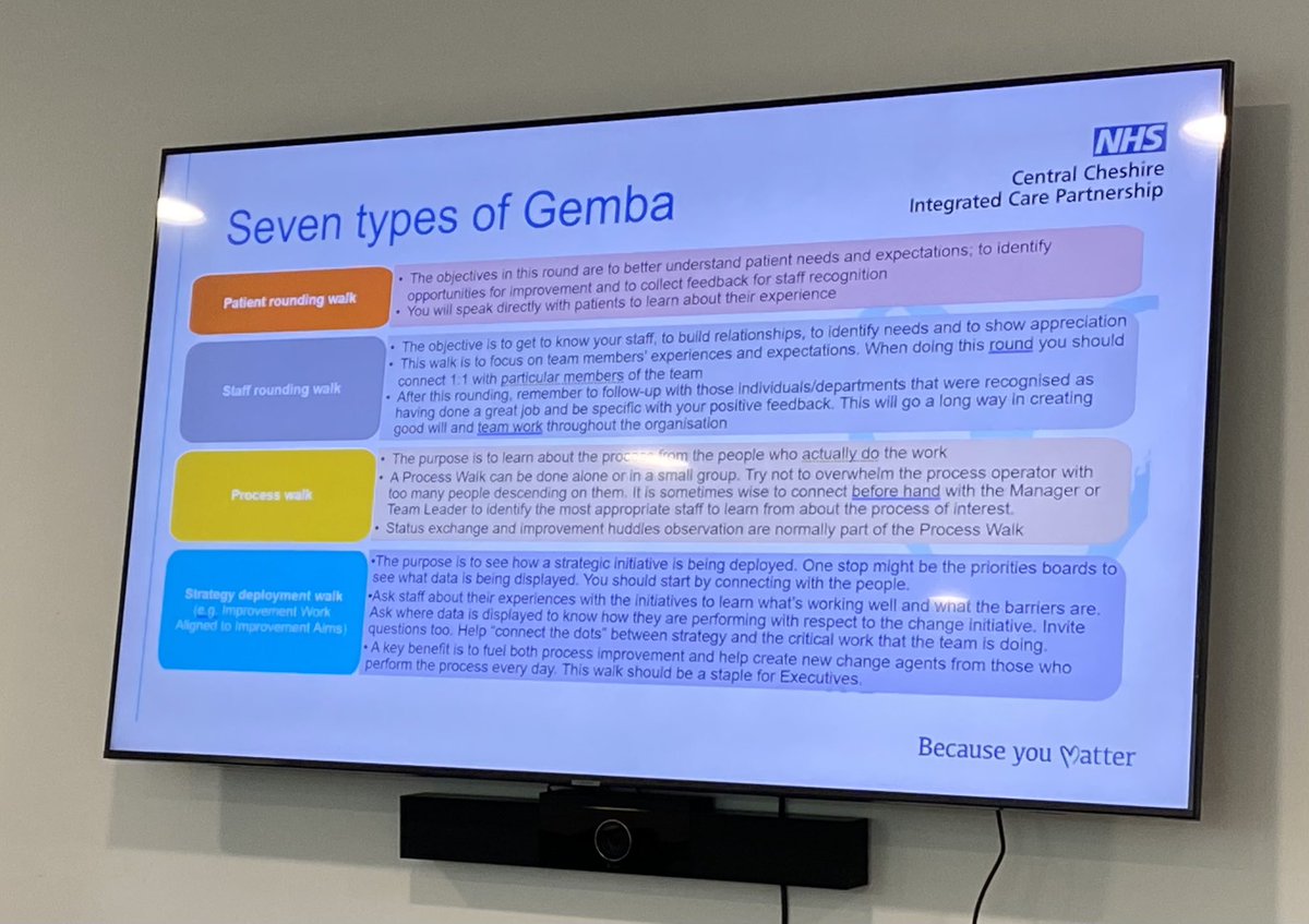 Japanese word “Gemba” or “Gembutsu” which means “the real place”, so it is often literally defined as the act of seeing where the actual work happens.
Discussing the importance of Gemba walks, visits and patient journeys @CCICP_Transform