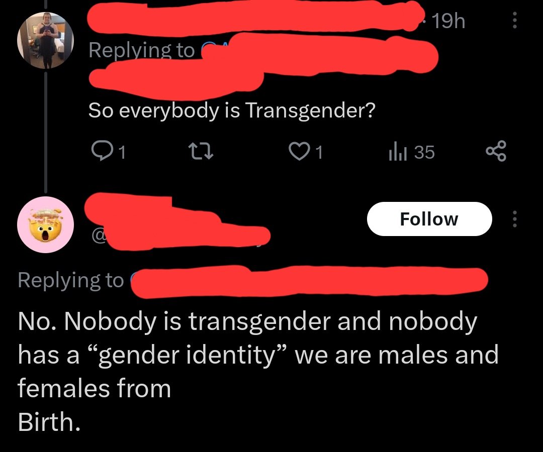 Transphobes_Ls_'s tweet photo. "Nobody is cisgender" "Nobody is transgender" Then wtf are we?!? https://t.co/nCJNG2CbWK