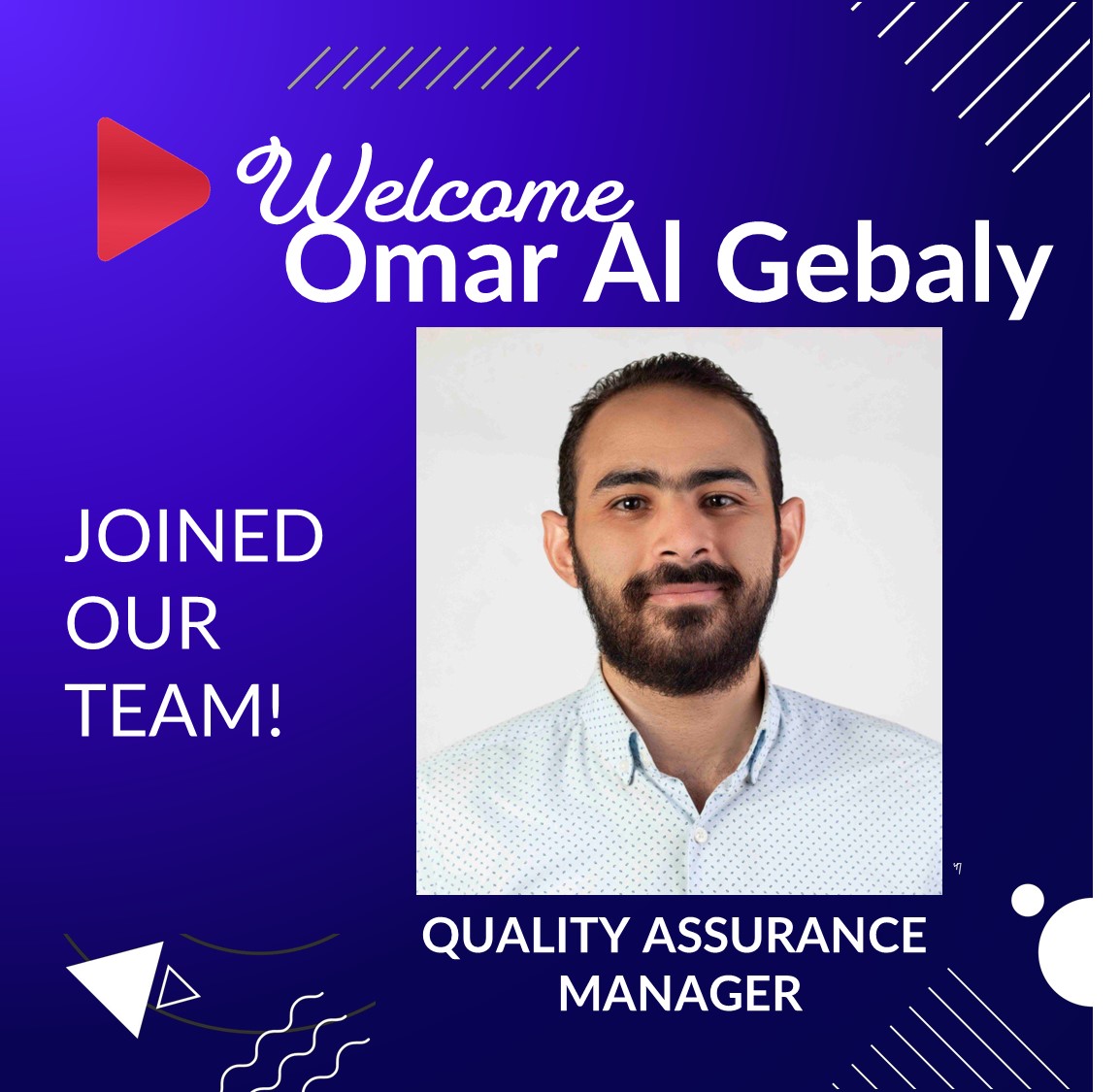 celltekservices's tweet photo. Welcome Omar Al Gebaly to Celltek team! We’re excited to have you with us. We are happy to announce that Omar has joined Celltek as the Quality Assurance Manager. We would like to extend our warmest wishes for him.

#celltek #qualityassurance https://t.co/MNsh43xgRd