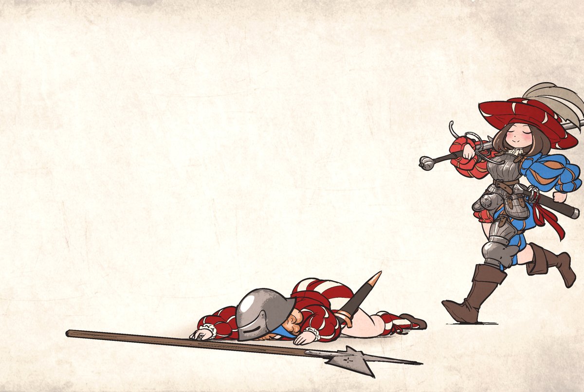 ironlily_art's tweet image. The relationship between reisläufer-chan and landsknecht-chan in a nutshell