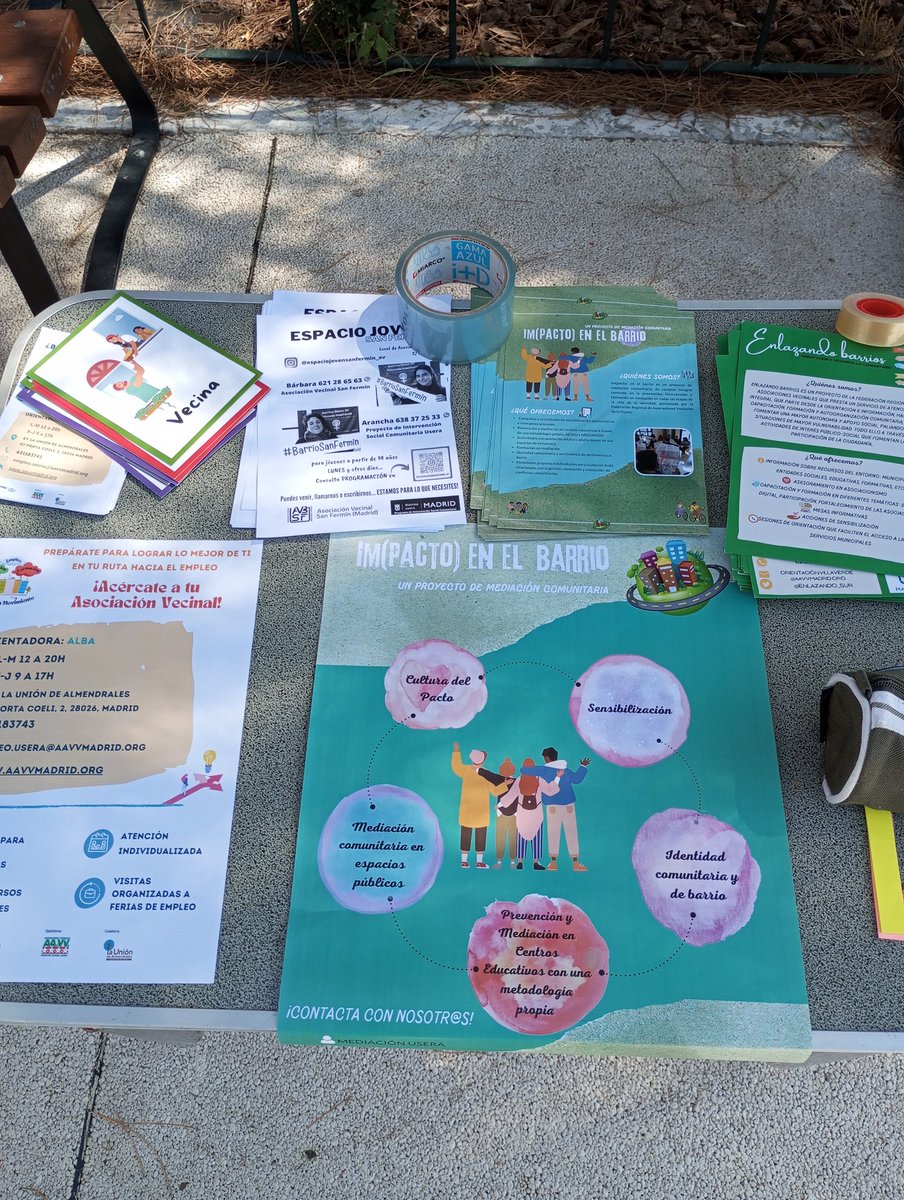 ImpactoSFermin's tweet photo. Desde la #Piscina de #BarrioSanFermin los Proyectos de la @FRAVM de Im(PACTO) en el Barrio, Barrios en Movimiento, @EnlazandoMadrid y @EmpleoFRAVM difundiendo los recursos y charlando con el vecindario sobre Convivencia, necesidades y preocupaciones... https://t.co/GXM3Rv9FQH