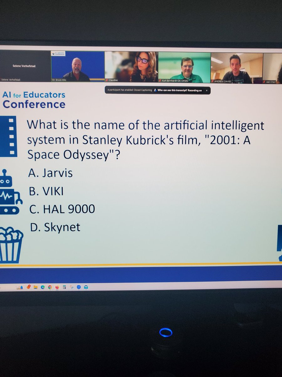 DrVerhofstad's tweet photo. At the #TCEA #AI Conference and we started with some trivia questions! I posted these to our dobie #acdec Instagram  @AcadecTx 

Academic Decathlon always comes in handy in the real world 😅 https://t.co/kCUf9V7s2y