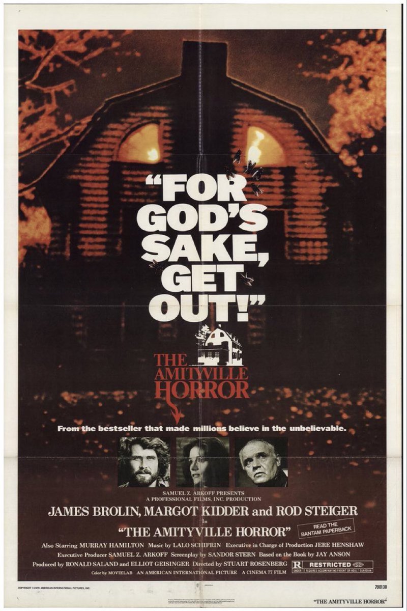 70sDailyDose's tweet photo. On July 27, 1979, “The Amityville Horror” opened in theaters. Starring James Brolin, Margot Kidder and Rod Steiger, it would gross $86 million. #TheAmityvilleHorror https://t.co/m5b8NY4mCE