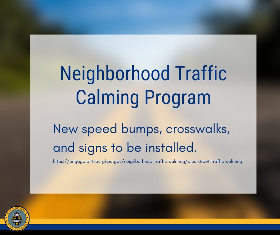 🚗 New speed bumps, crosswalks, and signs coming late summer over on Pius Street!

More info about the project 🔽
engage.pittsburghpa.gov/neighborhood-t…