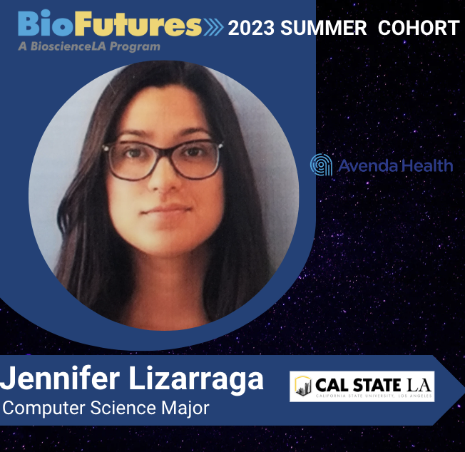 BioscienceLA's tweet photo. #BioFutures 2023 Summer Cohort Announcements continued. Help us celebrate our amazing undergrad interns currently interning this summer! Meet Jennifer, Software Engineering Intern for @AvendaHealth
For more information go to: https://t.co/oZzROCNsf4 https://t.co/f9EaZ76ytu