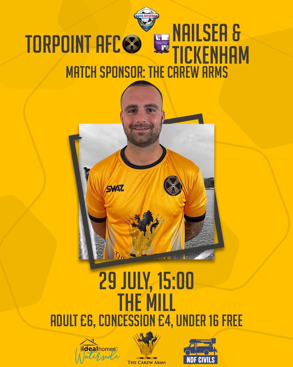 torpointafc's tweet photo. ⚽️ | 𝙐𝙋 𝙉𝙀𝙓𝙏 

We entertain league new boys, @NandTFC in our season opener at The Mill on Saturday.

Come on down to see the new-look squad on show.

#upthepoint

@PLsportsnews @swsportsnews @devoncornwallfc @Cornishfootball @sportscornwall https://t.co/3BZe56wAc2