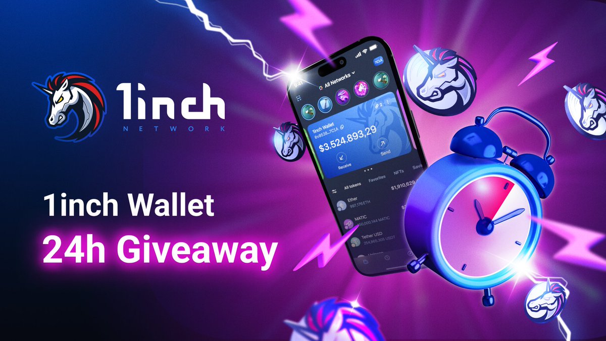 🚨 #GiveawayAlert 🚨 💰 Prize fund: $300 in $1INCH tokens 1 winner will be  selected randomly 🎲 To enter: ❤️🔁 Like & RT this post ✓ Follow  @1inchWallet 💬 Reply with your