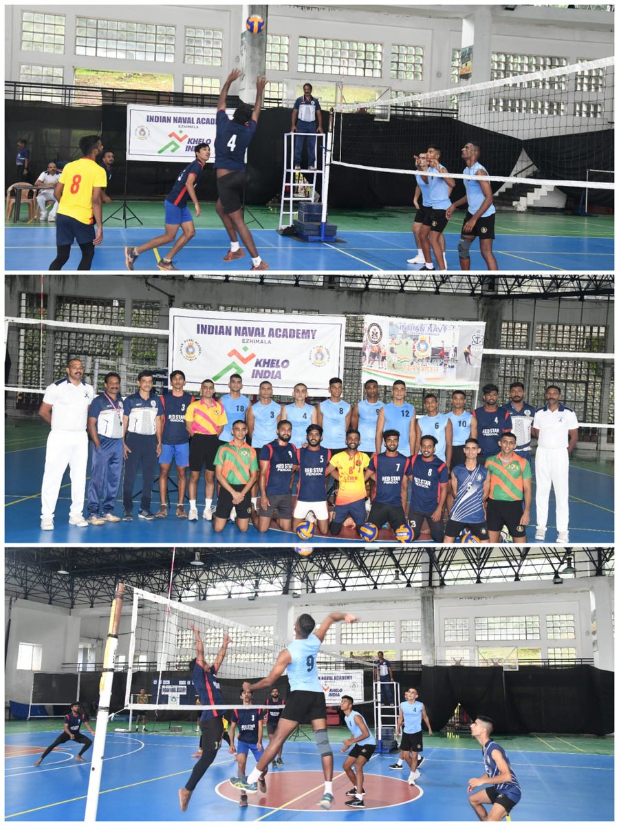 IN_NavalAcademy's tweet photo. @kheloindia
Volleyball,Basketball &amp;Football matches between #TeamINA &amp; local Sports Clubs conducted for celebrating #AzadiKaAmritMahotsav. Spirited contest by teams fm Kannur #Redstar, #Jaihind_club &amp; #PayannurSchoolTeam. Fitness &amp;Sports a way of life for Offr Cadets #StnEzhimala https://t.co/ZoFaaLSgmt