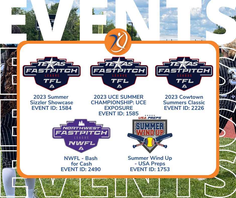 AGLSoftball's tweet photo. Summer ball is coming to an end 😥 but still a packed week ahead of us! Here are the Event IDs! 🥎🔥

@TFLfastpitch @NWFLFastpitch @USAPreps @USSSAFastpitch @triplecrownspts @thealliancefp 

#AthletesGoLive #AGL #Softball #EventID https://t.co/l8Z9Hkwpux