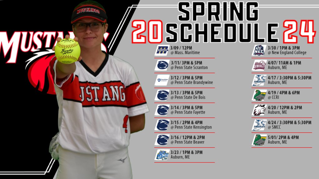 CMCCMustangs's tweet photo. 2023-24 Softball Schedule
Come watch the Mustangs look to earn a trip to the USCAA Small College World Series for the third year in a row! Go Mustangs! π΄
#cmmustangs #cmfamily #cmcc #college #softball #schedule https://t.co/twF3TokBo0