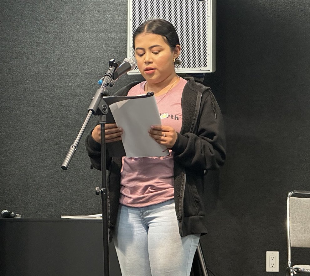 AdvotProject's tweet image. Back in May our ELL students at New Village Girls Academy had a very special culmination. Here a student is sharing their written work.