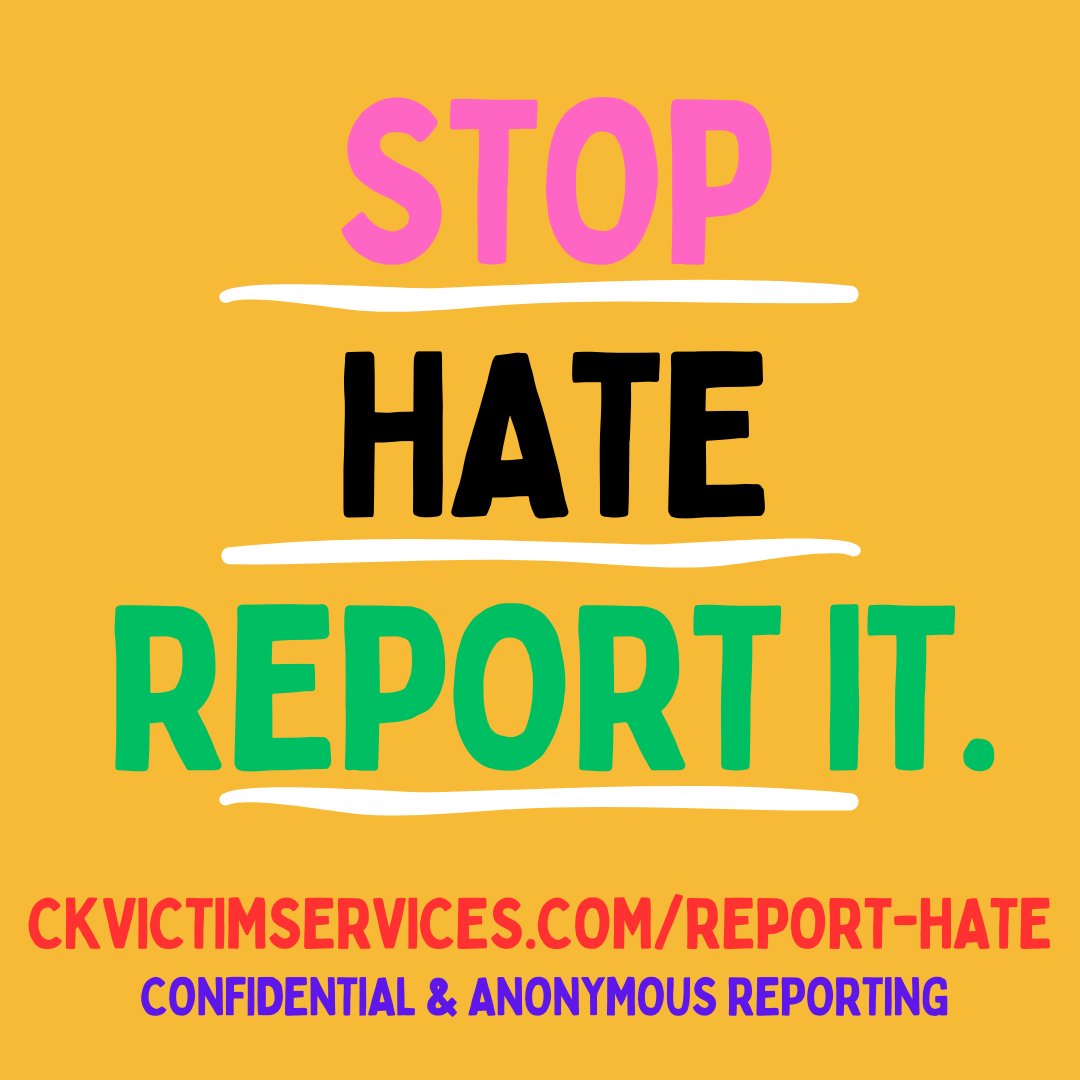 Report hate and discrimination anonymously and confidentially. ckvictimservices.com/report-hate