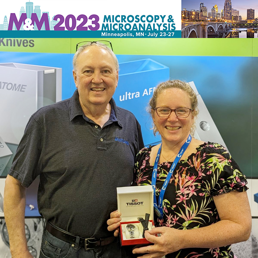 EMSDIASUM's tweet photo. Leslie Gunther Cummins of Albert Einstein College of Medicine is our #MM2023 Diatome Poster Award 2nd place winner! Congratulations Leslie!

#EMShasit #diatomeknives #histology #cryo #microscopy #microtomy #microanalysis #pathology #neuroscience #pharmaceuticals #TEM #SEM https://t.co/H7Q7sgNcd6