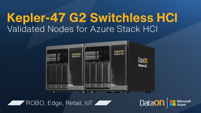 dataon's tweet photo. The DataON Kepler-47 is a 2-node #AzureStackHCI switchless solution for branch office, retail, & edge where there is limited space for servers. Direct-connect networking eliminates costly network adapters & switches. https://t.co/r0yqC4zE3a #SwitchlessHCI #HCI #S2D #HybridCloud https://t.co/zVn3kiEhDY