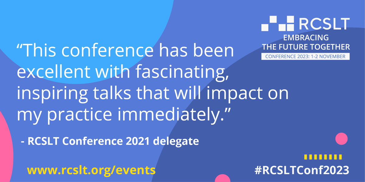 Have you got your ticket to #RCSLTConf2023 yet? It's the last day to take advantage of our SUPER early bird tickets and you dont want to miss out! ⬇️⬇️⬇️ We're keen for this year to be even better than the last so book now: rcslt.org/events/rcslt-c… #SLPeeps #SLT #SLTs #SLT2B