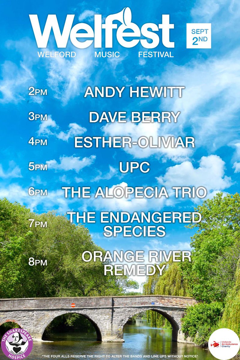I will be Facepainting and glittering here all day long

Beautiful setting 

In Support of Air Ambulance and Shakespeares hospice

#welfest 
#welfest2023 
#facepainterinstratforduponavon 
#Facepainterinwarwickshire