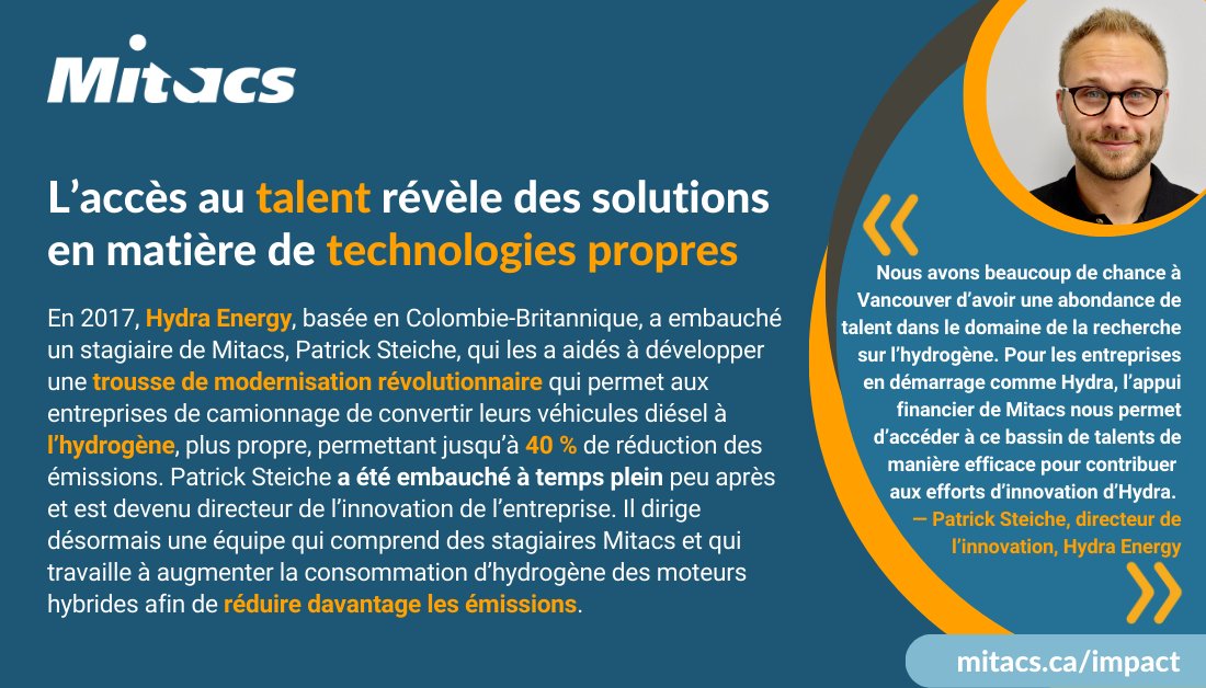 Mitacs (@mitacscanada) on Twitter photo 🚗💨 L’équipe de <a href="/HydraEnergyNow/">Hydra Energy</a> révolutionne le secteur du transport grâce à de l’hydrogène plus propre, ce qui permet de réduire les émissions jusqu’à 40 %! ow.ly/HvcL50PgEZQ
#TechnologiesPropres #innovation #transport <a href="/UBC/">University of British Columbia</a> <a href="/SFU/">Simon Fraser University</a> 🚗💨 L’équipe de <a href="/HydraEnergyNow/">Hydra Energy</a> révolutionne le secteur du transport grâce à de l’hydrogène plus propre, ce qui permet de réduire les émissions jusqu’à 40 %! ow.ly/HvcL50PgEZQ
#TechnologiesPropres #innovation #transport <a href="/UBC/">University of British Columbia</a> <a href="/SFU/">Simon Fraser University</a>