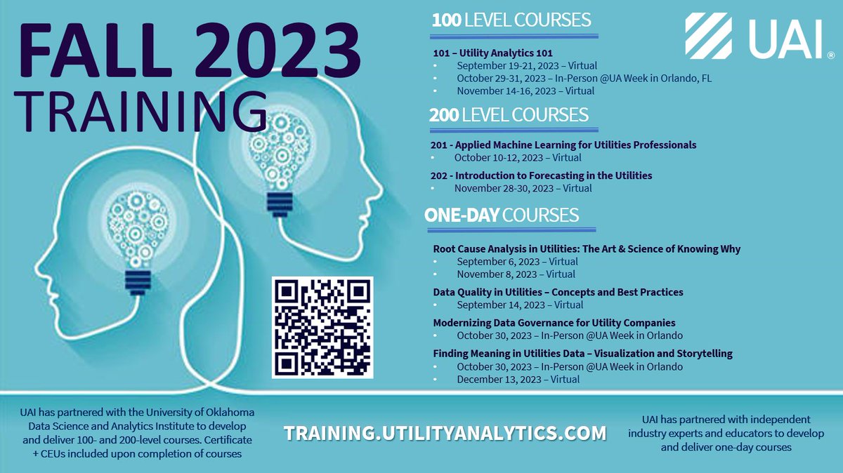 weareuai's tweet photo. π Discover the Power of #Utility #Analytics | Enroll Now for Fall UAI Training Classes! π‘π―
View the full course lineup! ππ https://t.co/PIvf4dWzEd
#utilityanalytics #utilitytraining #CEU #digitaltransformation #UtilityAnalyticsTraining @EndeavorMedia https://t.co/4zMyNntXWa