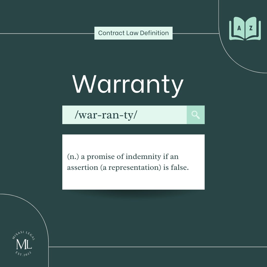MisasiLegal's tweet image. Four Contract Law Definitions to Know
🔏 Indemnity
💯 Representation
🤞Warranty
🌪️ Force Majeure
#MisasiLegal #ContractLaw #Definitions #Terms #Indemnity #Representation #Warranty #ForceMajeure #Contract #Agreement #Canada #Ontario #Toronto #Lawyer