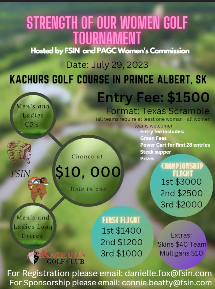 VCHeatherBear's tweet photo. Revised Poster for FSIN and PAGC Women’s Commission Golf Tournament. Save your  team’s spot today! ⛳️🏌🏾‍♂️ https://t.co/MG89FdvryH