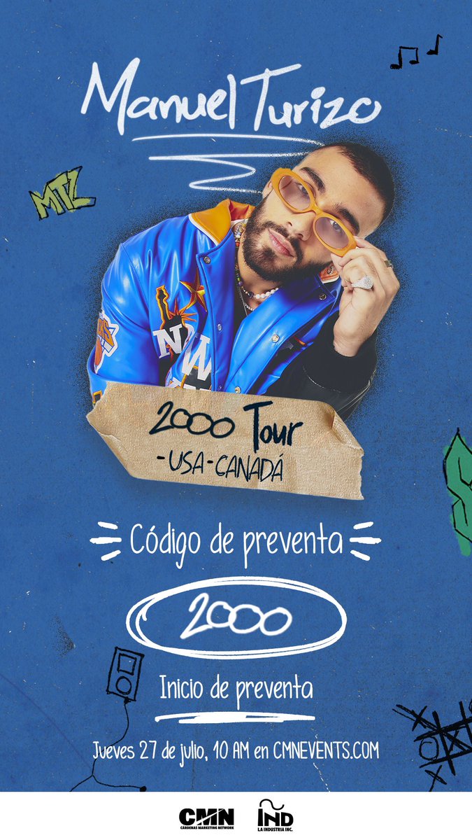 ManuelTurizoMTZ's tweet photo. Mi gente de 🇺🇸 y 🇨🇦 nos fuimossss de Tour 2000!! 
Acabamos de salir a preventa con los boletos asi que dale pa comprar el tuyo y nos vemos en mi show 👇🏼

https://t.co/OHgg3lL1Hs https://t.co/kxi736VSSw