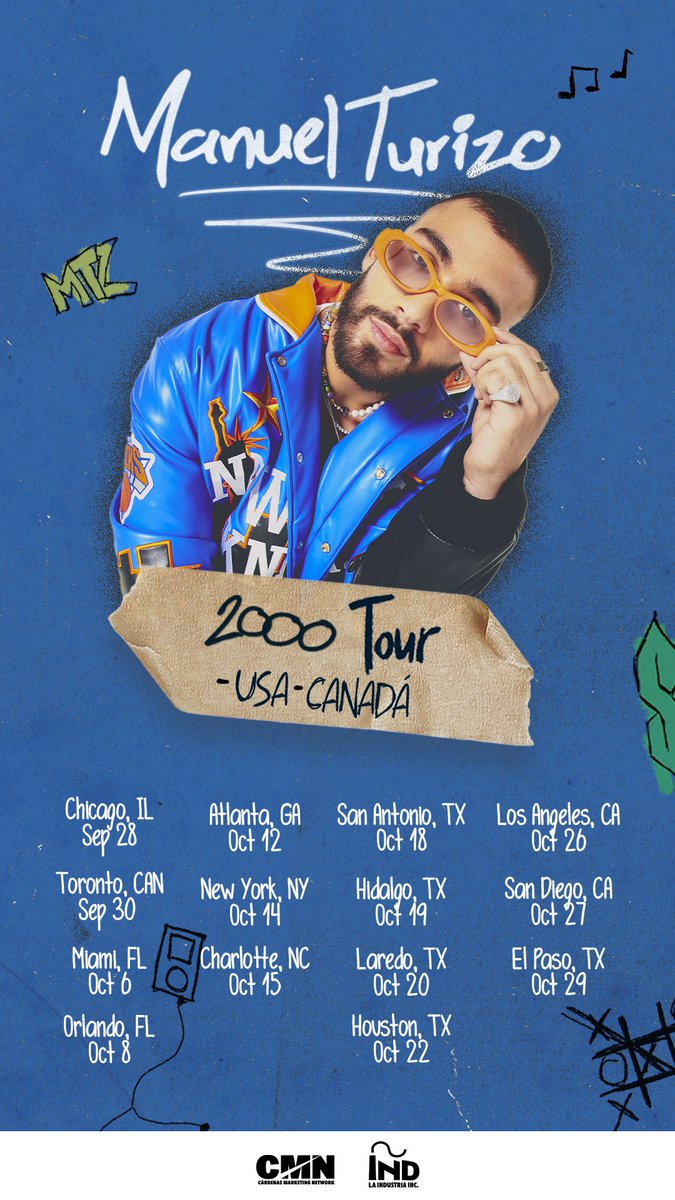 ManuelTurizoMTZ's tweet photo. Mi gente de 🇺🇸 y 🇨🇦 nos fuimossss de Tour 2000!! 
Acabamos de salir a preventa con los boletos asi que dale pa comprar el tuyo y nos vemos en mi show 👇🏼

https://t.co/OHgg3lL1Hs https://t.co/kxi736VSSw