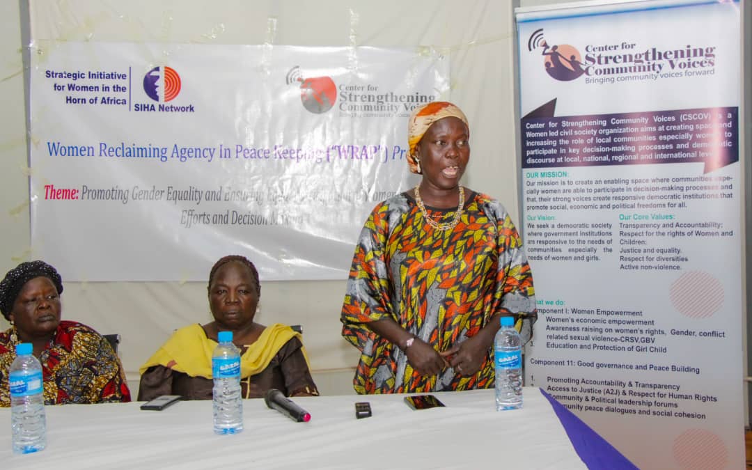 CCscov's tweet photo. On 21-July-2023, CSCOV-South Sudan in partnership with the Strategic Initiative for Women in the Honor of Africa (SIHA Network) hosted a one-day round table discussion  under the project; Women Reclaiming Agency in Peace Keeping -WRAP in Wau, Western Bahr el Ghazal State. https://t.co/XQBAThmAil