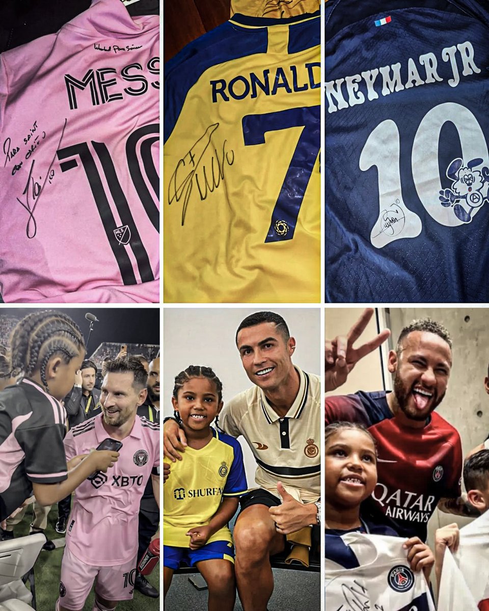 ESPNFC's tweet image. Kim Kardashian's son Saint really got signed shirts from Messi, Ronaldo and Neymar in the same week 😅✍️

(via kimkardashian/IG)
