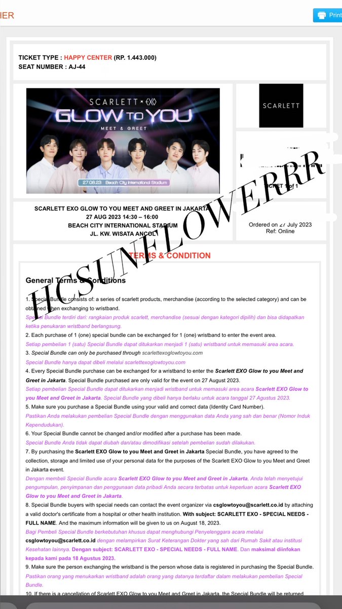 hcsunflowerrr's tweet photo. WTS EXO Glow To You Meet And Greet In Jakarta

✅Happy Center (1 Tix)
✅Surat Kuasa 
📌Trusted, war sendiri 
💵 Fee 250k

minat dm aja yaa https://t.co/KwCoEUJsIB