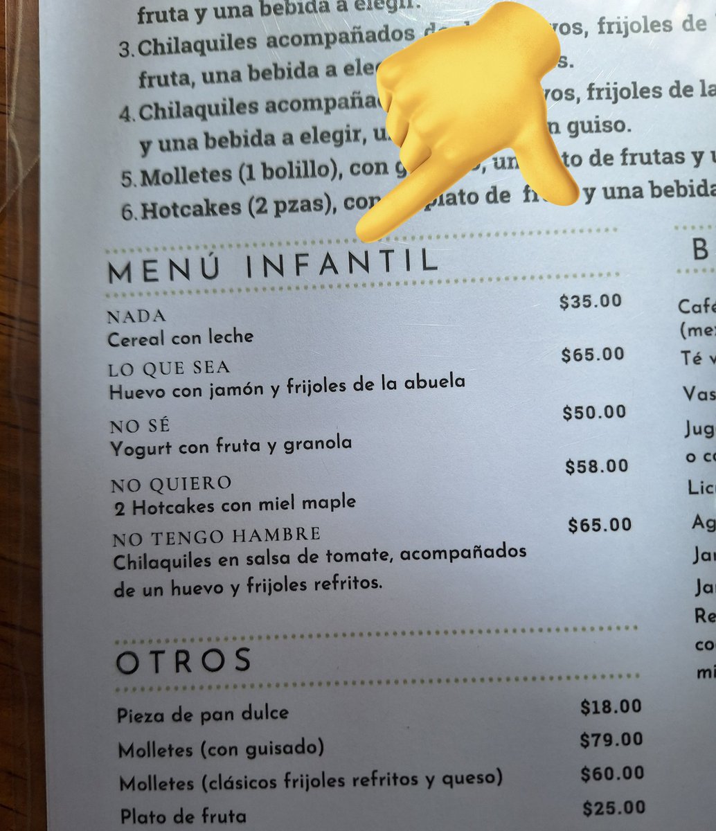 Vine a un desayuno de señoras y éste es el menú infantil