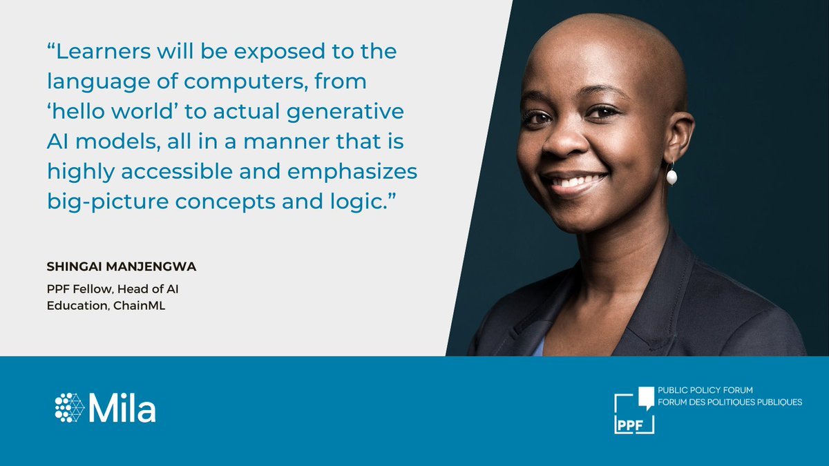 Public Policy Forum (@ppforumca) on Twitter photo The more time we spend in the digital world, the more we need a robust level of digital and AI literacy, says Shingai Manjengwa, the head of AI education at @ChainML and the founder of <a href="/fireside_info/">Fireside Analytics</a>, a data science education solutions company.
ppforum.ca/academy/naviga… The more time we spend in the digital world, the more we need a robust level of digital and AI literacy, says Shingai Manjengwa, the head of AI education at @ChainML and the founder of <a href="/fireside_info/">Fireside Analytics</a>, a data science education solutions company.
ppforum.ca/academy/naviga…