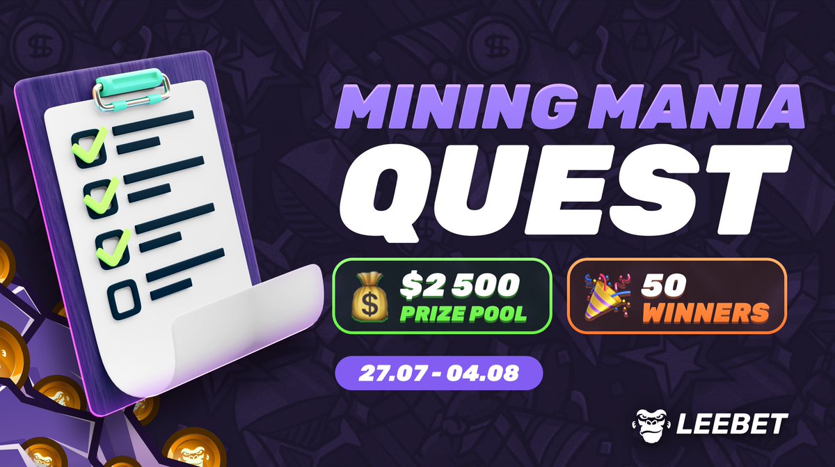 leebetio's tweet photo. 🧩 #Mining Mania Last Puzzle Has Arrived!

🎁 $2500 #LeeBet #Giveaway for 50 lucky #winners 

🫵 No deposit required, just 5 minutes of your time!

⬇️ Enter #giveaway by the link 

https://t.co/oLv67wuRMu https://t.co/vHYKjCzbf3