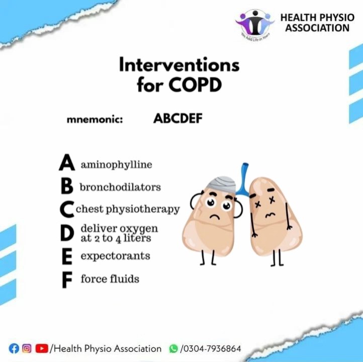 HPA_Pakistan's tweet photo. Learn with HPA 📚
Interventions for COPD
#Treatments include: stopping smoking – if you have #COPD and you #smoke, this is the most important thing you can do. #inhalers and tablets – to help make #breathing easier. #pulmonary #rehabilitation _ https://t.co/Me8TdqTBIG