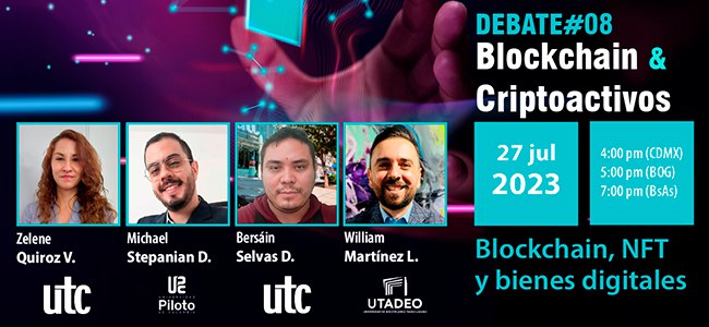 ¡Hoy es el día! 
🚀 Únete al debate #8 sobre Blockchain, NFT y bienes digitales.

📆 Hoy, 27 de julio
📝 Regístrate aquí: us06web.zoom.us/meeting/regist…
📝 Retransmisión por YouTube: youtube.com/@RedUxTIC/stre…

#Blockchain #CoinEx #NFT #Mexico #Panama #Colombia #Argentina