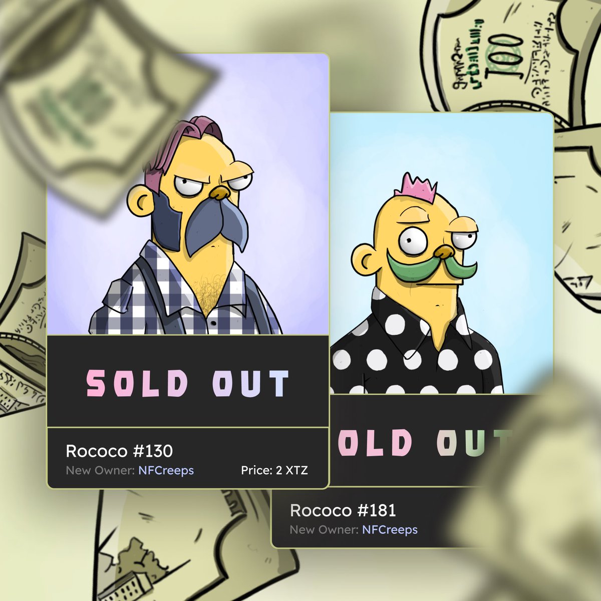 RococoFamily's tweet photo. Yoooooooo Fam 🤪
Guess who joined our family?
@NFCreeps 🤩joined us by collecting 2 Rococooooos. Lets say hi and welcome to mr nostalgic 👋🎆
Thanks For your supports dear NFCreeps💛🔥
#Rococofamily #NFTsale #TezosPFP #oneedition #NFTCreeps #NFTCommunity https://t.co/dMChwWyQoY