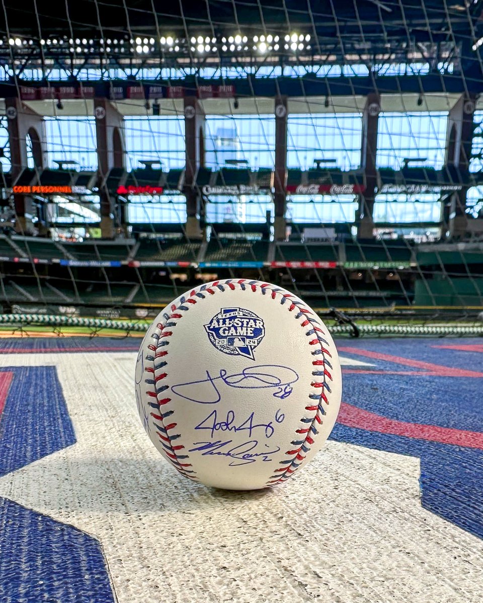 Celebrating last week’s ASG logo reveal, RT to enter to win the ultimate Rangers All-Star autographed baseball! 

Autographs include all six '23 All-Stars plus '95 All Stars, Kenny Rogers and Pudge Rodriguez!