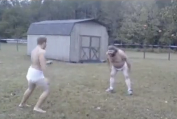 BREAKING: Matt Walsh filmed himself judging a diaper wrestling match between adult men (one of which has a swastika tattoo). It appears to be the origin of his "sweet baby" diaper fetish which he would later turn into a doll sold by the Daily Wire