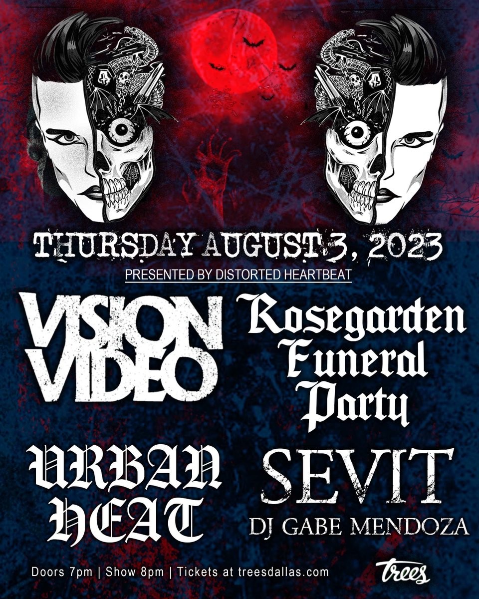 Looking forward to seeing everyone next Thursday at Trees! We’ll be playing first at 8pm - click the link in bio for tickets!

#sevitband #visionvideo #rosegardenfuneralparty #urbanheat #distortedhearbeatpresents