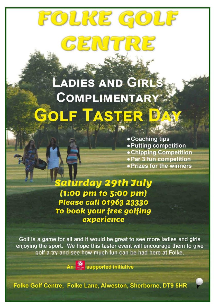 FolkeGolfCentre's tweet photo. Don’t forget Ladies, free event! This Saturday @DCGU_Golf @EnglandGolf https://t.co/kRI7RebveC