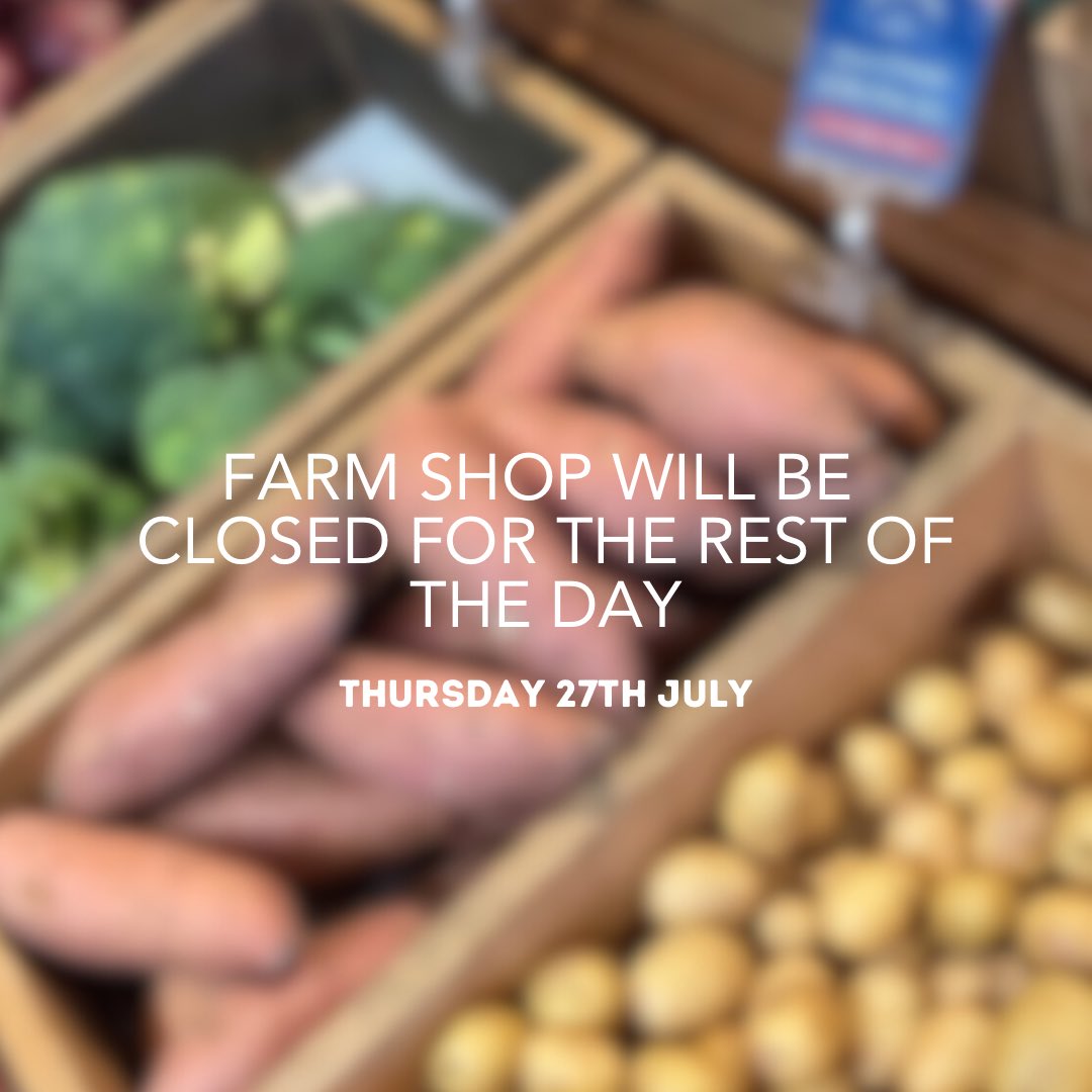 🥕🍅Unfortunately due to an electrical fault, our farm shop will be closed for the rest of the day! 

We hope to reopen and bring you the farm fresh produce you know and love tomorrow as usual - please keep an eye on our stories for any updates.

#farmshop #farmshopuk #ukfarmshop