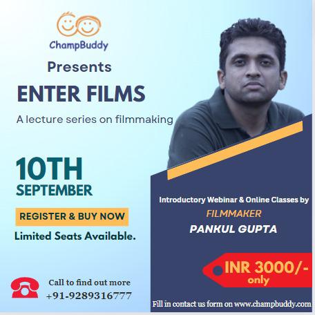 champpbuddy's tweet photo. Book your slot now for Enter Films - a lecture series on filmmaking to kickstart your career in the film industry. 

📞 Call us at 9289316777 or fill out the Contact Us form on
https://t.co/cPd3Qj3WM5

#movie #making #filmmaking #moviemaking #bestdirector #PankulGupta #ChampBuddy https://t.co/B8x377urDO