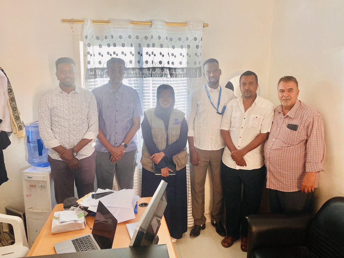 Heca2022's tweet photo. HECA &amp; MENA Health focal persons with HARGEISA GROUP HOSPITAL medical officer and also with the UNHCT staff observation  the activities in the hospital @windle_som  @NDRASOMALILAND @obsa_official @Refugees @DANSomaliland1 @NRC_Norway https://t.co/3v4lE17peY