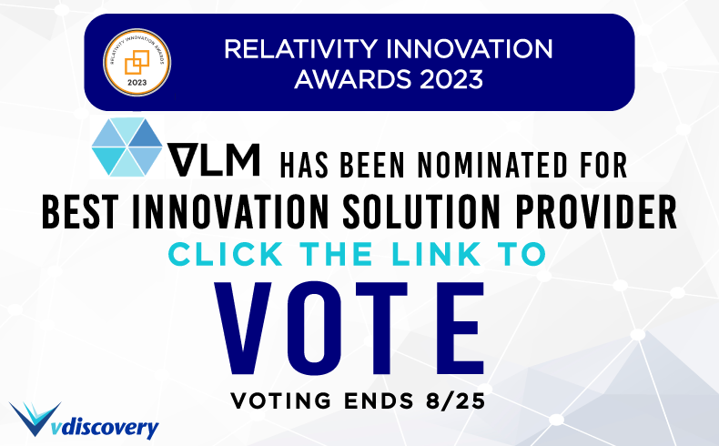 vdiscovery's tweet photo. Cast your vote for @vdiscovery if you haven't already! https://t.co/W9Qnsle340 #RelativityFest #eDiscovery #LegalTech #legaltechnology #litigationsupport #LegalOperations #legalservices #litigation #legalsupport https://t.co/N7ONvyl558