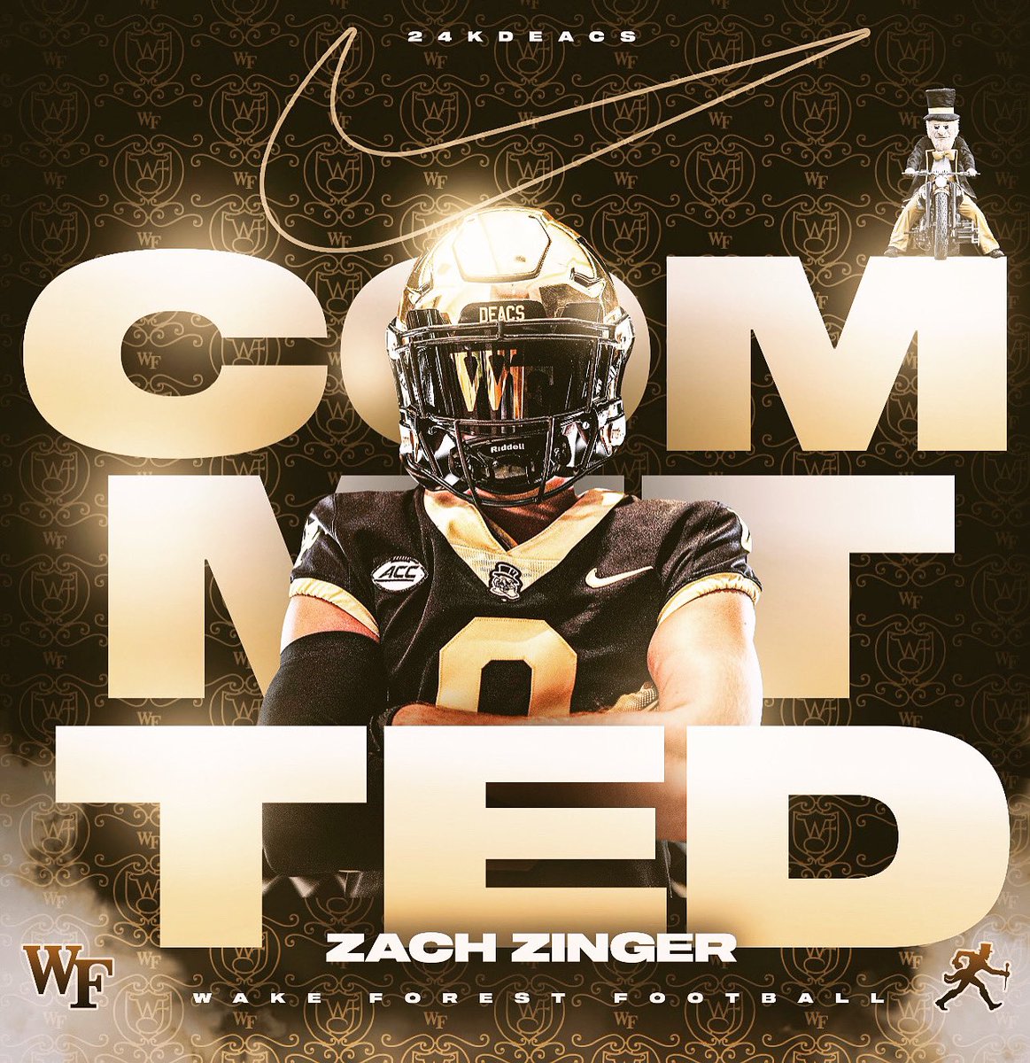 100% COMMITTED🎩🎩. @WayneLineburg @CoachClawson @RyanSchutta @WakeFB @WF_FBRecruiting @CoachJames90 @CoachB_CCS @charchristfb @DanOrnerKicking @Big_OT