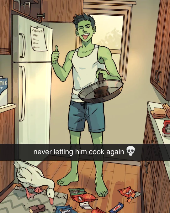 he's learning how to cook 