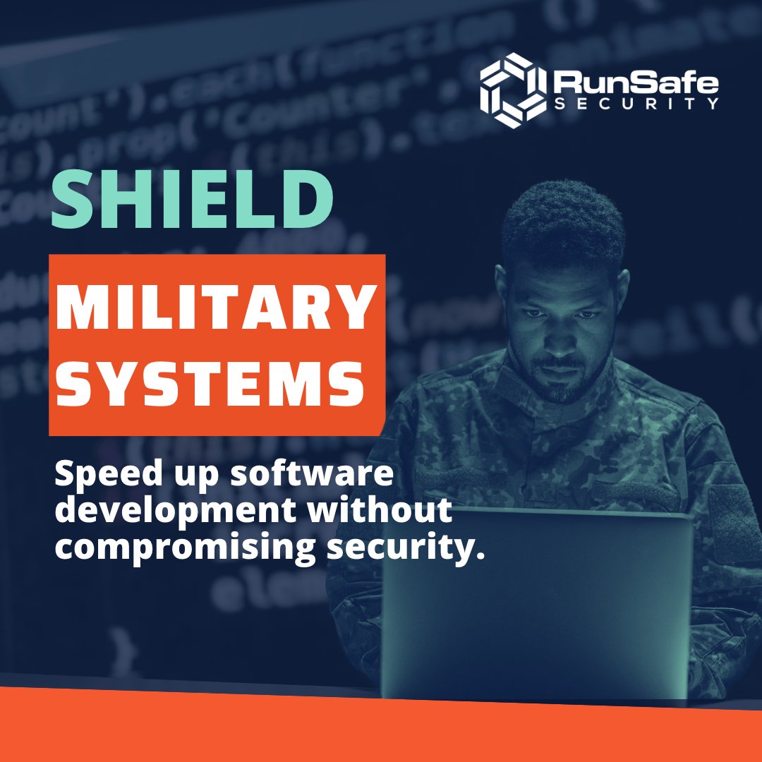 RunSafeSecurity's tweet image. Discover how we&apos;re revolutionizing cybersecurity for military systems with innovative solutions that protect critical infrastructure from advanced cyber threats: runsafe.ly/3NW5QAs #RunSafeSecurity #MilitarySystems #SecureInfrastructure
