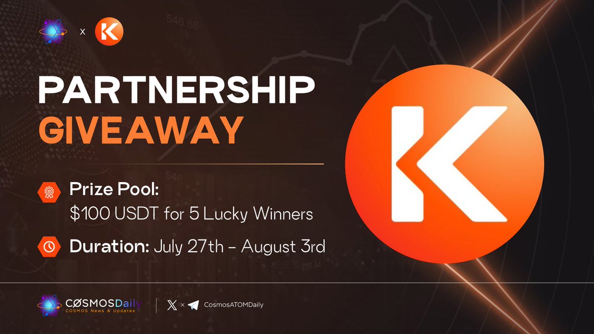 📢 Cosmos Daily Partnership #Kinetix #Giveaway 🚀

🎁Prize Pool: $100 $USDT for 5 lucky winners

🚨 How to win👇
1️⃣ Follow <a href="/CosmosATOMDaily/">cuctruong</a> and <a href="/KinetixFi/">Kinetix</a>
2️⃣ Like &amp; Retweet
3️⃣ Tag your 2 favorite #Cosmos projects!

⏳ Duration: 7 days

#Cosmonauts