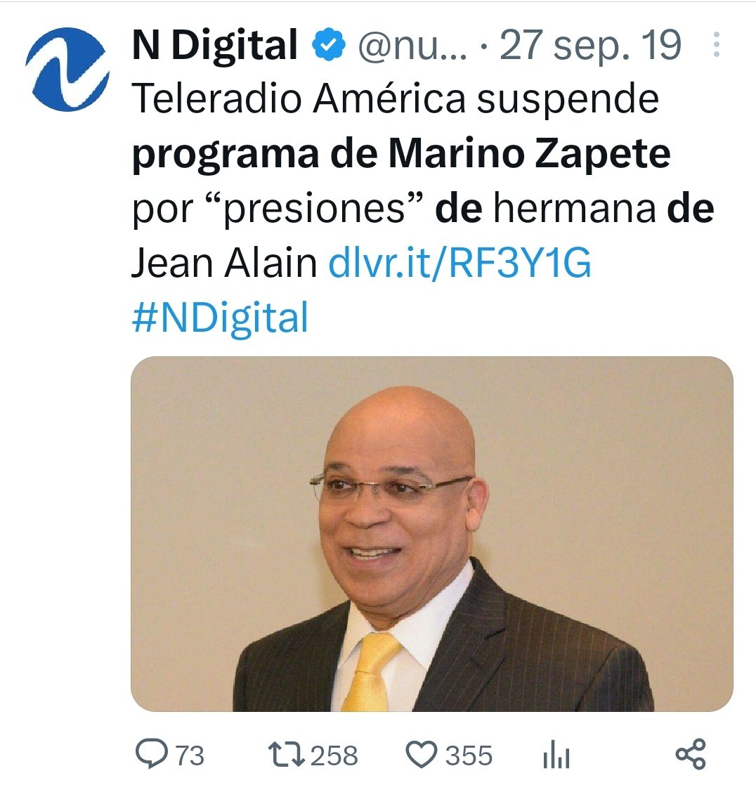 Smailin92's tweet photo. Aunque es Fake lo de Geraldino y Telemicro les recuerdo que el corrupto de Jean Alain Rodríguez llamó personalmente al dueño de Teleradioamerica para presionar salida de Marino Zapete.

Eso fué en el gobierno de Leonel y Danilo. 

No sufrimos de amnesia no.🤔 https://t.co/RSGX3t7zHb