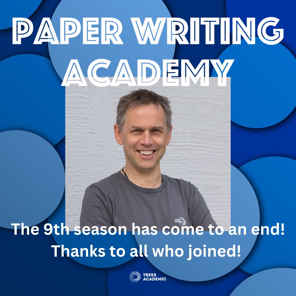 TressAcademic's tweet image. The 9th season of #PaperWritingAcademy has come to an end today! Thanks to all who joined over the past weeks and progressed so well with their journal papers. You were amazing! 

Next season starts soon: bit.ly/-PWA

#acwri #academicwriting #researchwriting #phd
