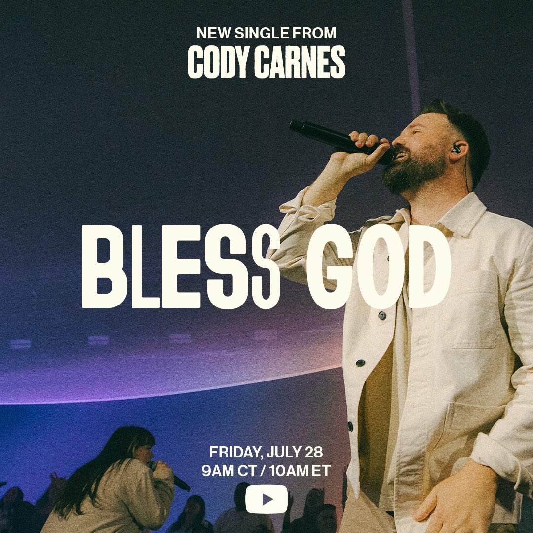 Join me for the Bless God YouTube Premiere tomorrow 9AM CT! youtu.be/Rj1smE5ZiBc